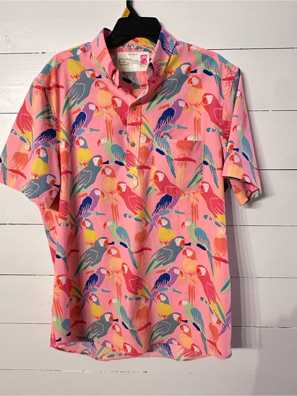 chubbies Pink Parrot Print Short-Sleeve Polo